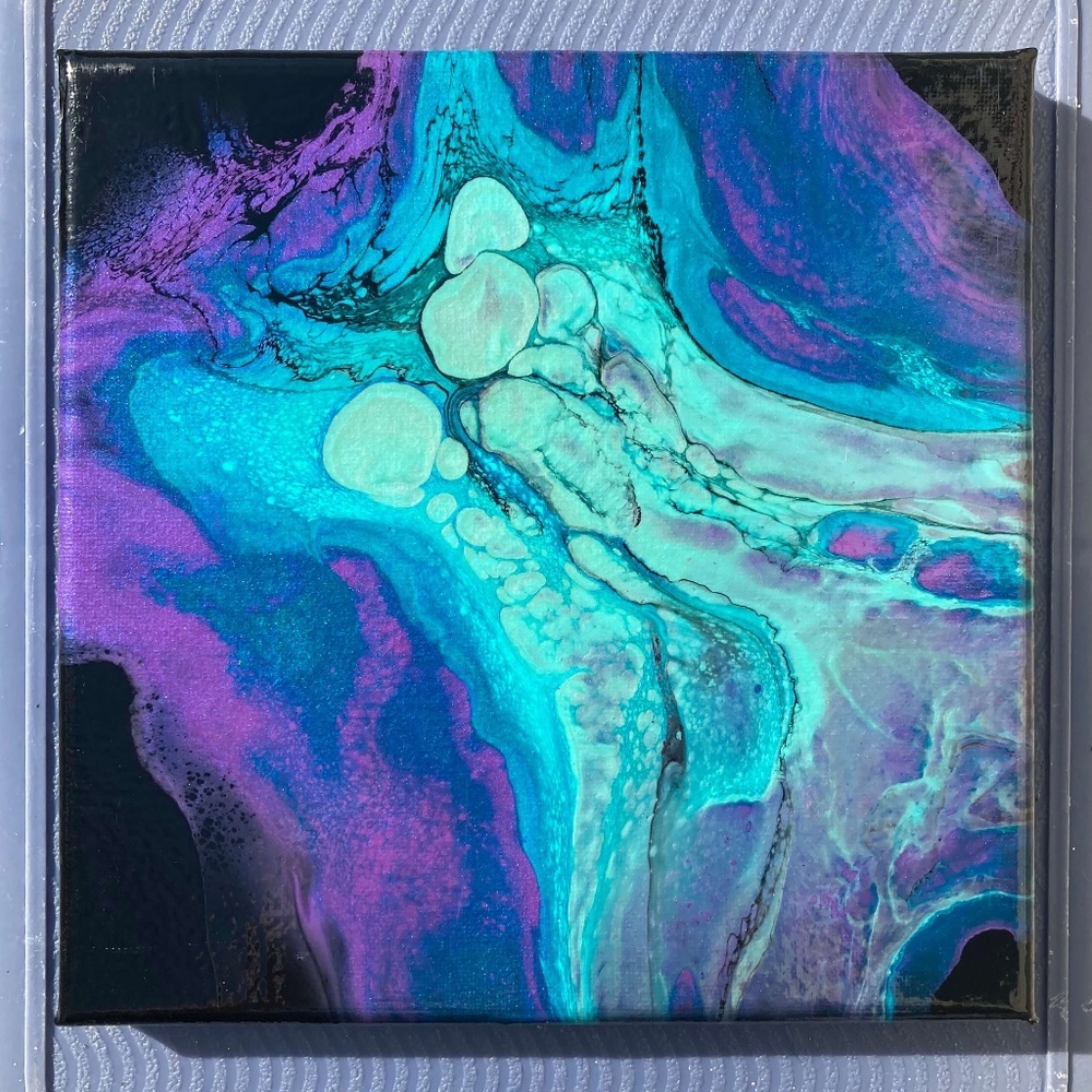 Spellbind 8"x8" Painting by Color Fluent Art (Black/Purple/Green/Blue)